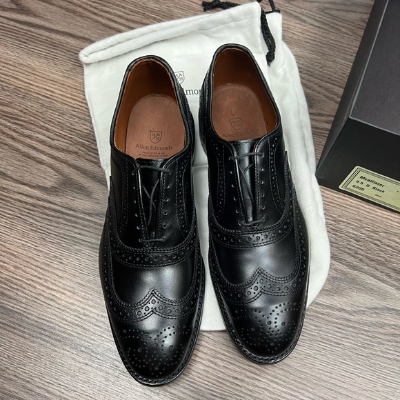 NEW Allen Edmonds McAllister Black Wingtip Oxfords 8.5 D - Picture 2 of 11